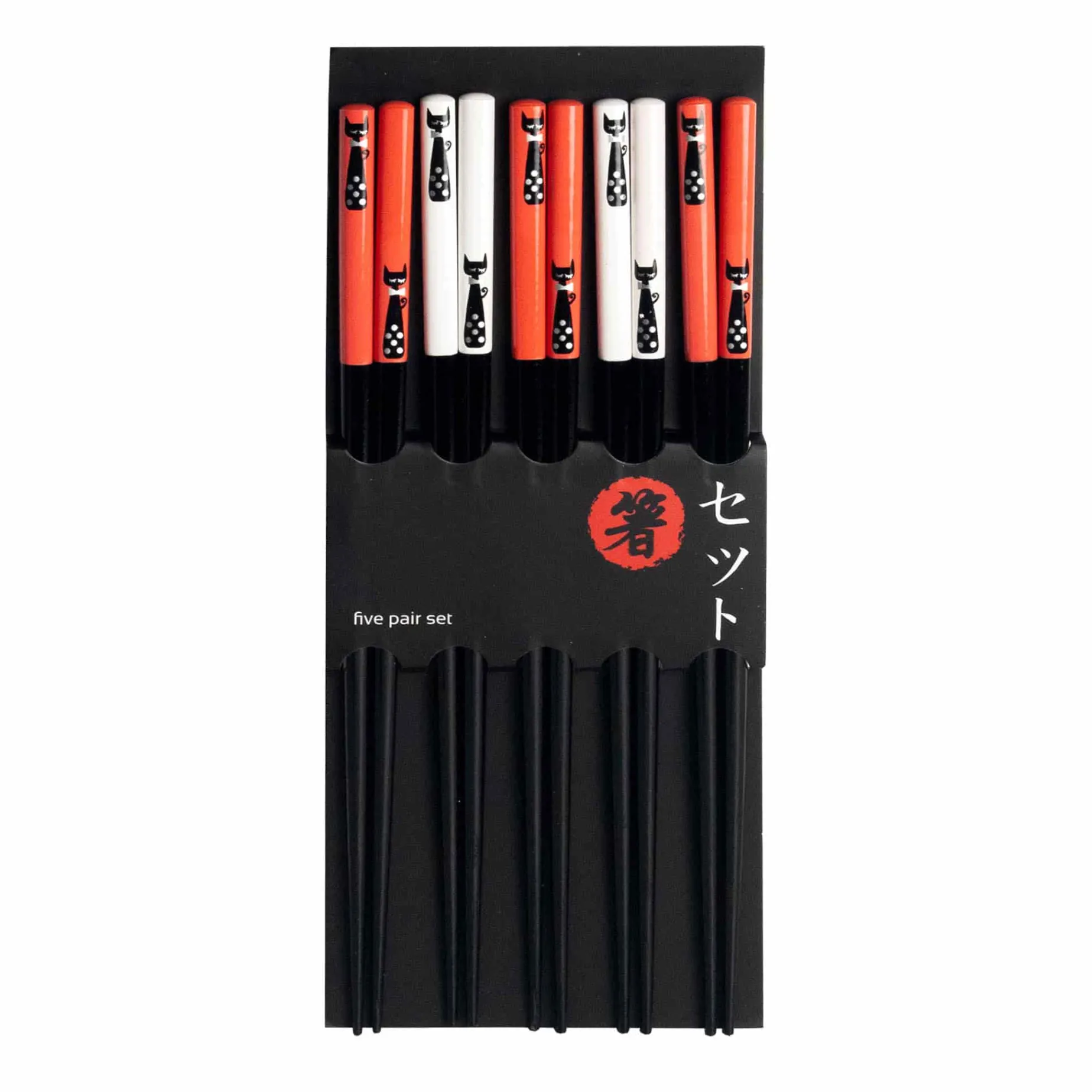 Black Cat Chopsticks Set, 5 Pairs