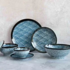 Blue Wave Large Shallow Bowl, 24.3cm