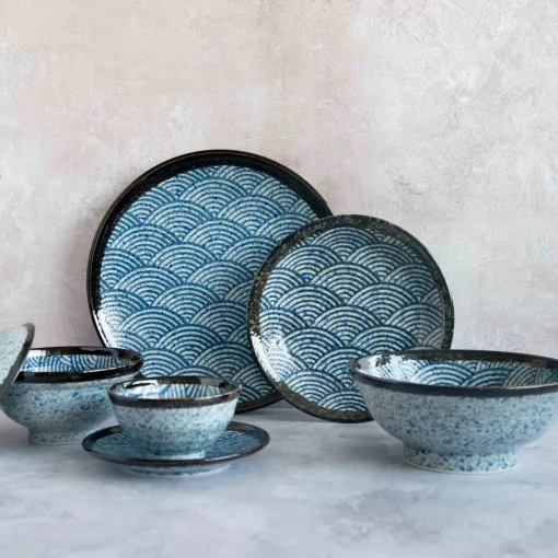 Blue Wave Large Shallow Bowl, 24.3cm