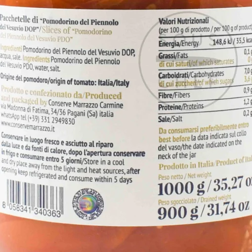 Casa Marrazzo Sliced Piennolo Vesuvio DOP Tomatoes, 1.06 Litre