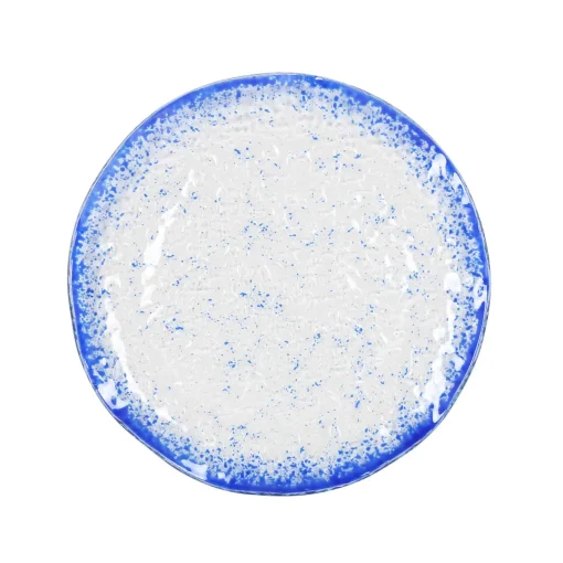 Cobalt Blue Rim Glass Dinner Plate, 24.5cm