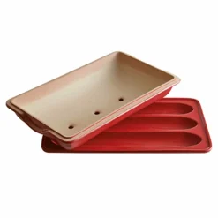 Emile Henry Red Baguette Baker, 3 Baguettes