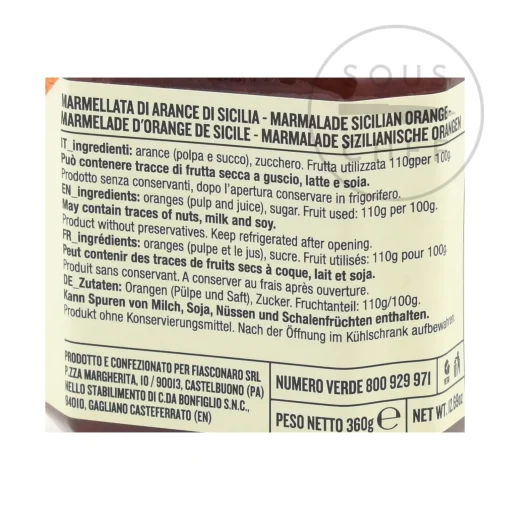 Fiasconaro Orange Marmalade, 360g