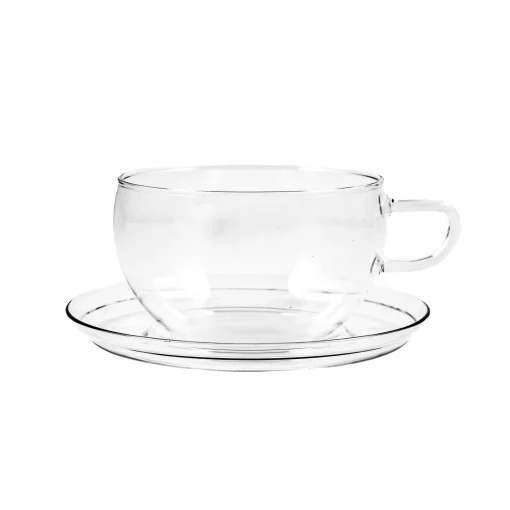 Glass Teacup & Saucer, 400ml