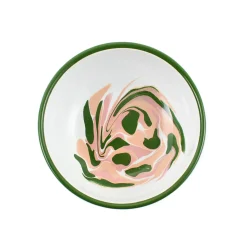 Green Marble Enamel Shallow Bowl