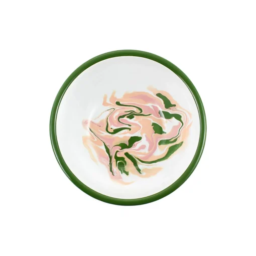 Green Marble Enamel Shallow Bowl