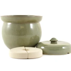 Handmade Stoneware Fermenting Crock in Green 2 litre