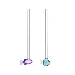 Ichendorf Milano Lilac & Green Fish Straws with Cleaning Brush, 20cm