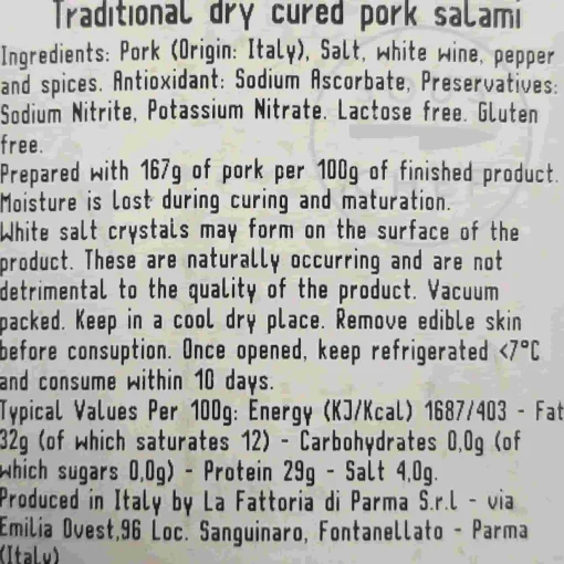 La Fattoria Di Parma Traditional Fioretto Salami, 340g