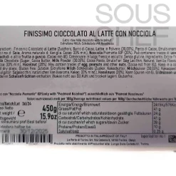 La Perla di Torino Milk Chocolate Slab with Whole Roasted Hazelnuts, 450g