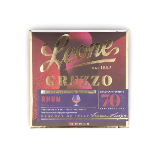 Leone Raw Unrefined 70% Rum Dark Chocolate Bar, 70g