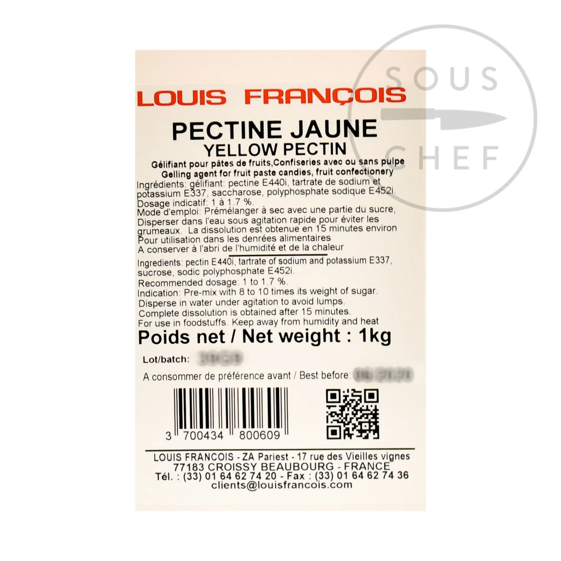 Louis Francois Yellow Pectin, 1kg