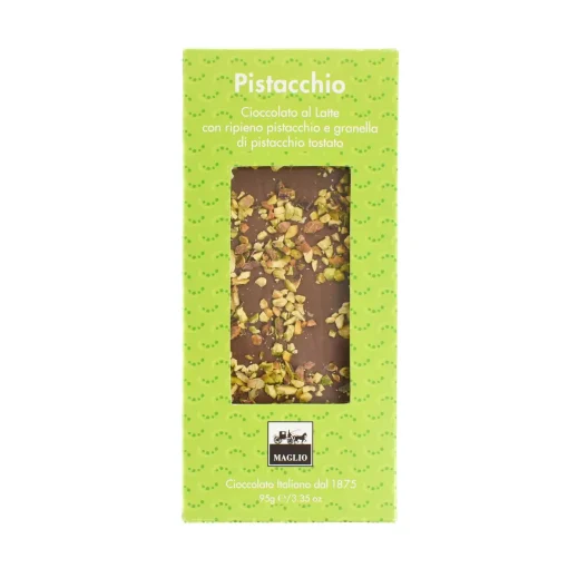 Maglio Milk Chocolate Bar with Pistachio Cream Filling, 95g