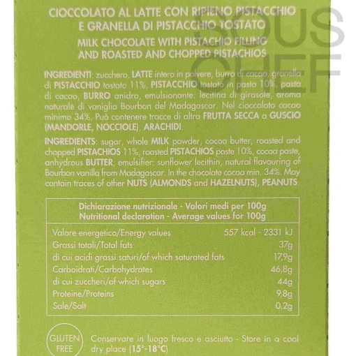 Maglio Milk Chocolate Bar with Pistachio Cream Filling, 95g