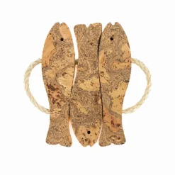 Marbled Cork Three Fish Trivet, 14cm