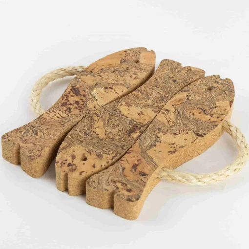 Marbled Cork Three Fish Trivet, 14cm