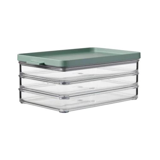 Mepal Omnia 3 Layer Fridge Storage Box for Meat Cuts, Nordic Sage