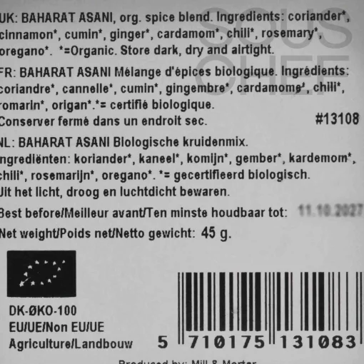Mill & Mortar Organic Baharat Asani, 45g