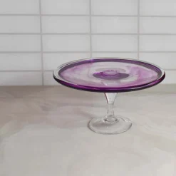 Murano Glass Amethyst Cake Stand, 25cm
