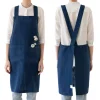Navy Crossback Linen Apron