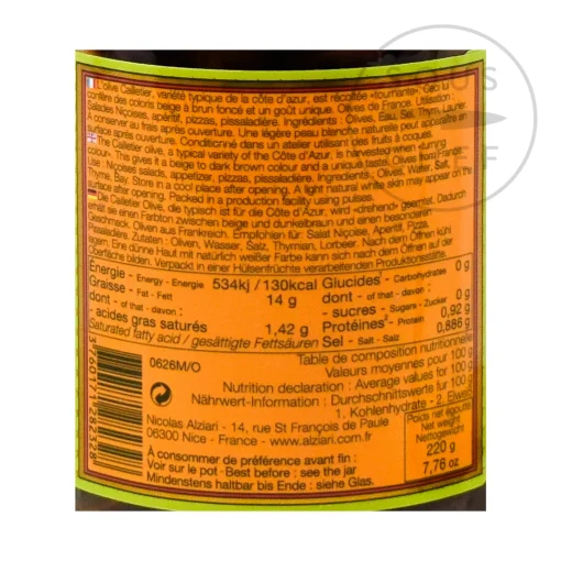 Nicolas Alziari Small Cailletier Olives from Cote D'Azur, 220g