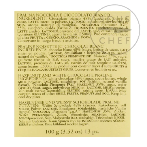 Pariani Hazelnut and White Chocolate Pralines, 100g