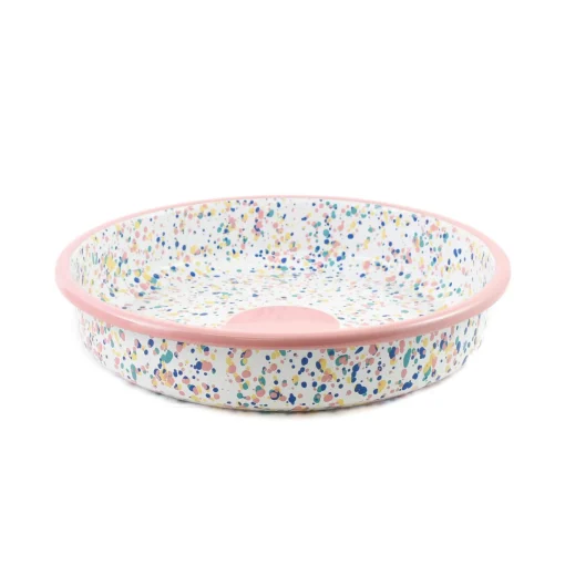 Pink Dot Enamel Round Roasting & Serving Dish, 28cm