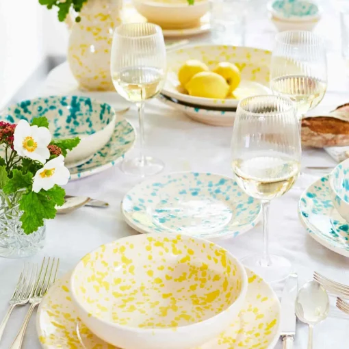 Puglia Aquamarine Splatter Dinner Plate, 27cm