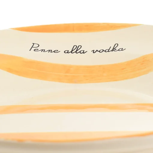 Puglia "Penne Alla Vodka" Yellow Stripe Pasta Bowl, 29cm