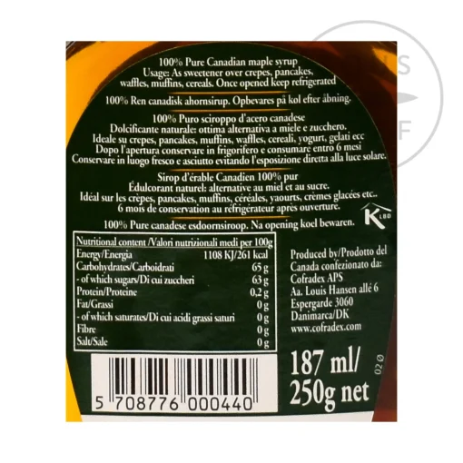 Pure Maple Syrup, 187ml