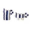 Set of 2 Blue Striped Cat Candle Holders