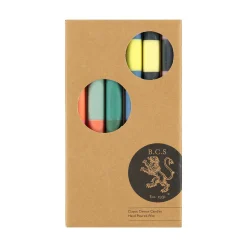 Set of 6 Colourblock Dinner Candles -Multicolour abstract