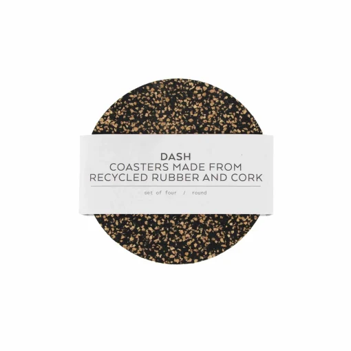 Set of 4 Dash Recycled Round Coasters, 9cm