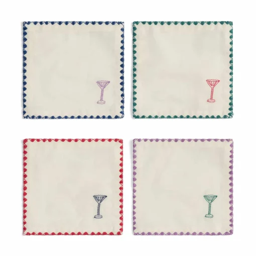 Set of 4 Drinks Cocktail Napkins