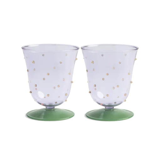Set of 2 Purple Dotted Water Glasses, 200ml