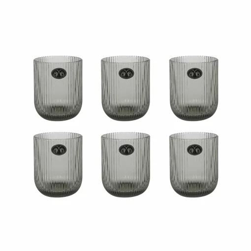 Set of 6 Ribbed Green Tumblers, 270ml
