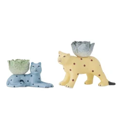 Set of 2 Rory Blue Stoneware Candle Holder