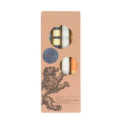 Set of 4 Striped Candles, Greens & Yellows