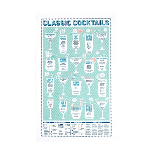 Stuart Gardiner Classic Cocktails Tea Towel