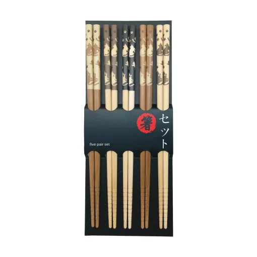 Tan Lucky Cats Chopsticks, 5 Pairs