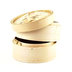 2-Tier Bamboo Steamer With Lid 8" dia