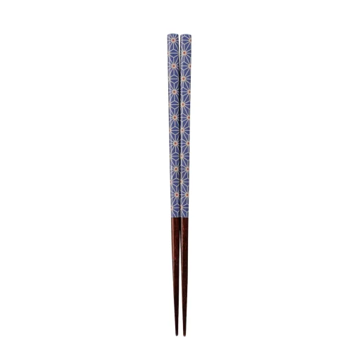 Traditional Japanese Lancewood Navy Asanoha Washi Chopsticks, 23cm