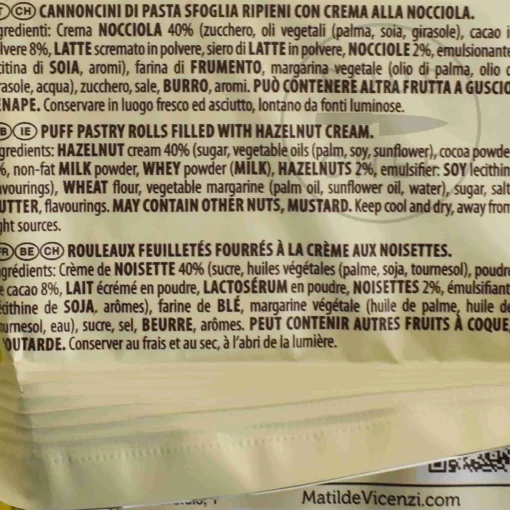 Vicenzi Puff Pastry with Hazelnut Cream, 125g