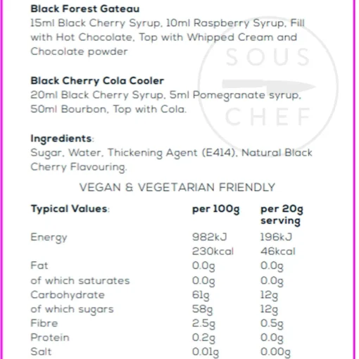 William Fox Premium Black Cherry Syrup, 750ml