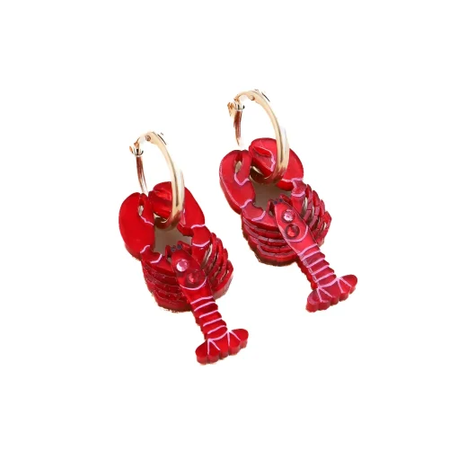 Wolf & Moon Lobster Hoop Earrings