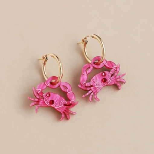Wolf & Moon Pink Crab Hoop Earrings