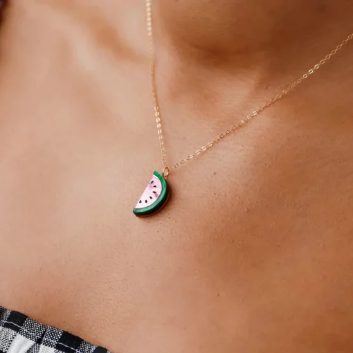 Wolf & Moon Watermelon Necklace