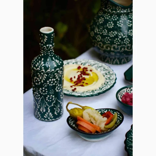 Yesil Ve Beyaz Boyali Oil Bottle, 395ml
